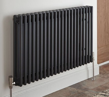 Photo of a beautifully designed modern black heat radiator.